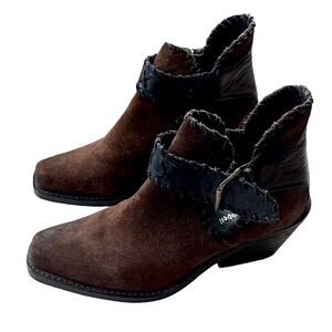 Jeffrey Campbell leather and suede buckle ankle boots